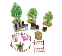 CORHAD Creative Miniature Farmhouse Model with Treehouse Fruit Tree Dog House Fence Microscopic Sand Table Decor for Farm Outdoor Country Style Ornament
