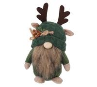 CORHAD Cute Deer Antler Knitted Gnome Doll Christmas Gnome Decor Soft Cloth Figurine for Winter Holiday Tabletop Decoration with Green Hat Handcrafted Xmas Ornament