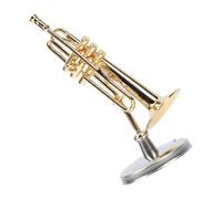 CORHAD Delicate Copper Miniature Trumpet Model with Case and Stand Lovely Musical Instrument Doll House Decor Wear Resistant Micro Landscape Prop for Music Lovers and Collectors