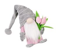 CORHAD Delicate Grey Floral Gnome Doll Decorative Dwarf Figurine Tabletop Decor Festival Accessory for Mother's Day and Valentine's Home Decoration
