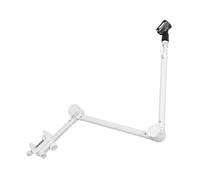 CORHAD Desktop Microphone Arm Stand with Sturdy Metal Build and Mic Clips, White Mic Boom Arm Stand Clip for Home Use and Gaming, Universal Compatibility for Live Streaming and Podcast