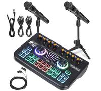 CORHAD Dj Equipment Podcast Microphone Bundle Podcast Recording Equipment Dj Mixer Live Sound Card Audio Mixer Sound Effects Machine Black