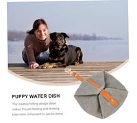 CORHAD Dog Folding Bowl for Travel Portable Pet Food and Water Dish with Smooth Surface Comfortable Licking Design for Outdoor Walks and Trips Grey Canvas Material