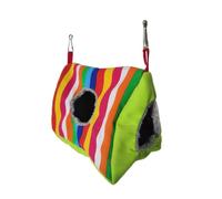 CORHAD Double Hole Hanging Parrot Nest Warm Indoor Bird House Hammock Bed Cozy Sleeping Bed for Pet Birds with Soft Stripe Design