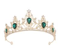 CORHAD Elegant Vintage Green Rhinestone Crown for Women Bride Wedding Hair Accessory, Sturdy Alloy Material, Tightly Holds Hair, for Prom and Bridal Occasions