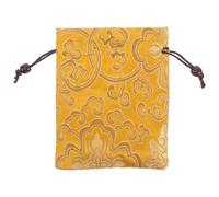 CORHAD Embroidered Drawstring Coin Purse Small Handcrafted Silk Jewelry Pouch for Women Travel Storage Bag Yellow 13x16cm Ethnic Tibetan Style