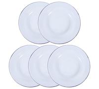 CORHAD Enamel Vintage Round Serving Plates 5pcs Stackable Hot Pot Dishes for Banquets and Home Use Classic Design Easy to Clean