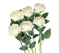 CORHAD Flower Ornament Silk Flower Romantic 6pcs White Artificial Peony Bouquet Long-lasting No Need to Water Decoration for Home Decor and Photography Prop