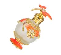 CORHAD Glass Dragonfly Perfume Bottle with Alloy and Artificial Stone Base 15ml for Essential Oil Storage, Refillable Orange Container Lovely Decoration for Home and Travel