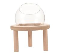 CORHAD Glass Small Pet Bathtub and Hamster Sand Bath Container with Wooden Base, 10cm Daily Use Bathhouse for Small Animals and Dwarf Hamsters