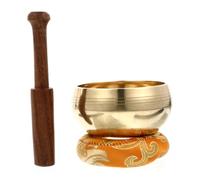 CORHAD Golden Copper Singing Bowl Set for Yoga Meditation with Calming and Therapeutic Effect, Includes Striker and Cushion, Style Handmade Buddhist Supplies for Men Color