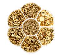 CORHAD Golden Semi-circle Half Pearls for Nails 3100 Pieces in 1 Box Plastic Decorative Nail Charms with No Odour Safe and Convenient and Clothes Accessories