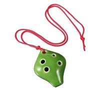 CORHAD Green Ceramic Mini Ocarina for Beginners with 6-hole Design and Short Mouth, Easy to Learn Musical Instrument Shaped like A Strawberry, Comes with Lanyard and Music Score