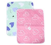 CORHAD Guinea Pig Cage Liners and Pee Pads Waterproof Reusable Absorbent Washable Bedding 70x90cm Blue and Pink Heart Patterns Small Animal Cage Liner for Hamster Rabbit and Guinea Pig
