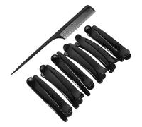 CORHAD Hairdressing Hair Clips and Comb No Hair Kinks 13pcs Black Plastic with Easy to Open Duckbill Design Lightweight Salon Styling Tool for Perm