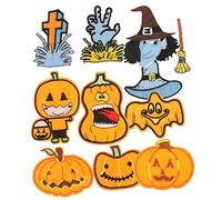 CORHAD Halloween Pumpkin Skull Embroidered Patch 11 Large Sew-on Stickers for Decorations Clothing Shoes Hats