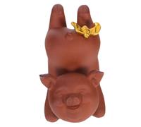CORHAD Handcrafted Zisha Clay Pig Tea Pet Ornament for Kung Fu Tea Tray Playful Figurine Home Desktop Decoration Accessory Vintage Style Ceremony Statue