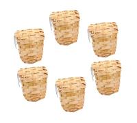 CORHAD Handmade Bamboo Weaving Birds Shelter 6pcs with Hooks for Outdoor Bird Breeding Nest 10x7x12cm Decorative Birdhouse for Garden and Backyard Wildlife
