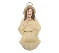 CORHAD Holy Water Font: Wall Hanging Jesus Resin Sculpture - Catholic Religious Ornament for Home Entrance Decoration First Communion Ceremony Confirmation 5.1x2.8x1.7Inch