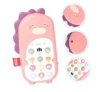 CORHAD Imitation Mobile Phone for Months Pink Dinosaur Chewable Bilingual Vibration Phone Early Childhood Educational for Hand-eye Coordination and Fun Play