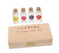 CORHAD Infant Tooth Box Teeth Container with Wooden and Glass Material and Records Personal Information Keepsake for Children