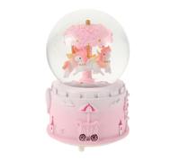 CORHAD Interactive Unicorn Music Box Snow Globe with Lights and Manual Snow Effect Hand-cranked Musical Carousel for Birthday Enchanting Bedroom Decoration