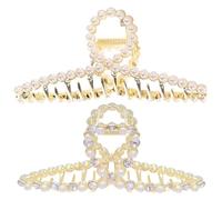 CORHAD Large Pearl Hair Clips at Home or Shopping 2pcs with Alloy Material, Classic Style, for Modifying Hairstyles and Embellishing Hair for Women