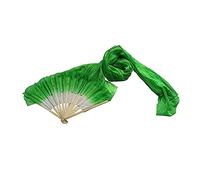 CORHAD Lengthened Silk Belly Dance Fan with Green Gradient Lightweight Flexible Silk Fabric for Ethnic Modern Yangko Dance Performances Easy to Fold Carry for Stage and Group Events