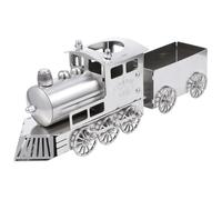 CORHAD Luxury Retro Style Stainless Steel Steam Locomotive Desktop Train Model with Carriage Unique Compact Table Ornament for Adult Collectors and Home Decor and Space-saving Design