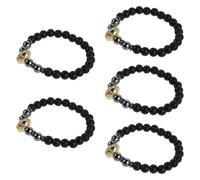 CORHAD Men's Warrior Bead Bracelets Stylish Bold Statement Jewelry 5pcs with Black Frosted Stone and Gold-tone Helmet Accent, Comfort Fit and Resists Fading for Daily Wear