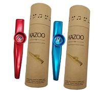 CORHAD Metal Kazoo Set - 2 Pack Red Blue Musical Instruments for Kids and Adults Easy to Play Kazoo Paper Tubes for Music Lovers and Beginners