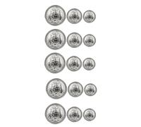 CORHAD Metal Shield Buttons Silver Colour 30pcs Zinc Alloy Material Stylish Design for Sewing Projects and Suitable for Sweaters and Windbreakers