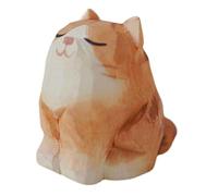 CORHAD Mini Orange Cat Ornaments Wooden Cat Figurine Creative Handmade Sculpture for Desktop Lovers Decoration Adorable Ornament for Home Display