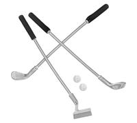 CORHAD Miniature Dollhouse Golf Club Set with 3 Mini Golf Putters and 2 Balls for Dollhouse Scenery Props and Miniature Model Accessories