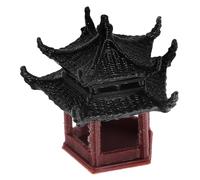 CORHAD Miniature Pentagonal Double-layer Pavilion 3.5cm - Chinese Zen Garden Decor, Aquarium Pagoda Statue, Bonsai Micro Landscape Ornament for Home and Desk