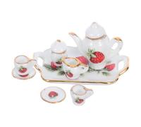 CORHAD Miniature Porcelain Tea for Dollhouse Kitchen Accessories Ceramic Mini Teacups and Teapot Detailed Miniature Craft for Pretend Play and DIY Dollhouse Decor