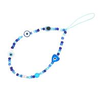 CORHAD Mobile Phone Wrist Strap 11.8 Inch Heart-shaped Beads Blue Glass Seed Beads 12mm Width with Simple Disassembly for Office and Daily Use