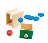 CORHAD Montessori Wooden Balls and Coin Object Permanence Box for Sturdy Hand-eye Coordination Activity Motor Skills Development Educational for Preschool Learning