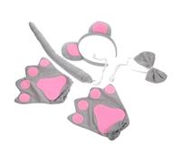 CORHAD Mouse Costume Set with Grey Ears Headband Tail Gloves and Bow Tie Lightweight Animal Cosplay Accessories for Halloween Party Birthday Carnival and Masquerades