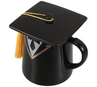 CORHAD Novelty Graduation Cap Coffee Mug 450ml Black Ceramic Cup with Tassel Lid and Ergonomic Lip, Stable Design for Graduation W ift for Students and Teachers