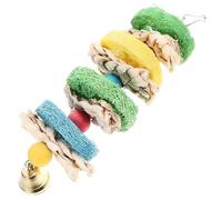 CORHAD Parrot Hanging Chewing Wooden Bird Bite with Colorful Loofah and Corn Husk for Cage Swing Bird Chew Suitable for Cockatiels