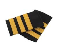 CORHAD Pilot Uniform Epaulets with Three Gold Stripes Made from Indian Silk, Featuring Detailed Embroidery and Comfortable Soft Texture, for Cosplay Parties and Flight Schools