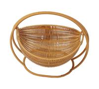 CORHAD Portable Lightweight Fruit Basket Stand with Cradle Shape for Kitchen Countertop and Living Room Elegant Beige Wicker-Style Fruit Bowl and Snacks Storage