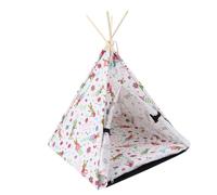 CORHAD Portable Pet Tent Dog House Removable Washable Cushion Triangular Folding Pet Shelter 43x43x53cm Wooden Frame for Dogs and Cats Indoor Use