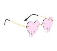 CORHAD Purple Heart Shaped Rimless Sunglasses Lightweight Metal Frame Sturdy Eyewear for Festivals Such as Halloween and Christmas, Travel Accessories for Female Friends