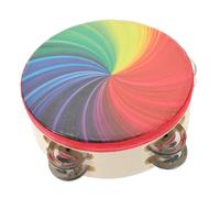CORHAD Rainbow Pattern Tambourine Double Row Jingle Bell Percussion Instrument for Handheld Musical to Enhance Listening Skills and Musicality for Early Education