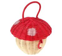 CORHAD Rattan Handbag Candy Storage Basket Mushroom Woven Decorative Basket for Photography Props Handcrafted Rattan with Lid for Stylish Home Decor