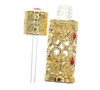 CORHAD Refillable Vintage Arabian Perfume Bottle with Dubai Gemstone Decoration Handmade Glass Essential Oil Container for Travel DIY Scent Mixing Elegant Fragrance Storage Jar