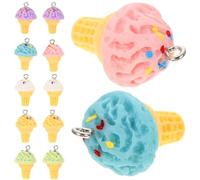 CORHAD Resin Ice Cream Jewelry Charms 12Pcs Multi-Colored Pendants for DIY Making Accessories, Including Necklaces, Bracelets, Earrings, and Mobile Phone Charms