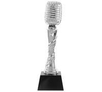 CORHAD Resin Microphone Trophy for S Singing Competitions Silver Music Award Trophy without Engraving Singing Event Souvenir and for Music Contests